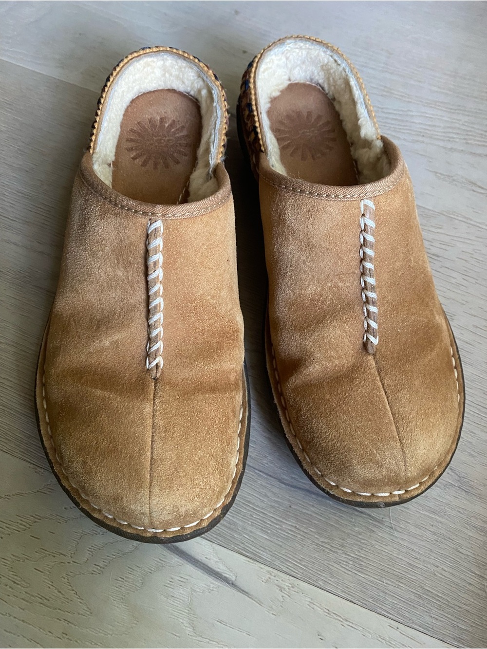UGG Kohala Tan Suede Shearling Lined Mules Clogs - Size 6(37)